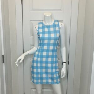 Macbeth Collection by Margaret Josephs Blue and White Checkered Mini Dress